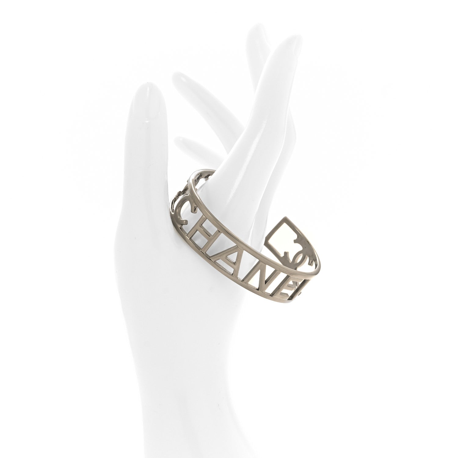 Chanel Ruthenium Logo Cuff Bracelet 2 of 5