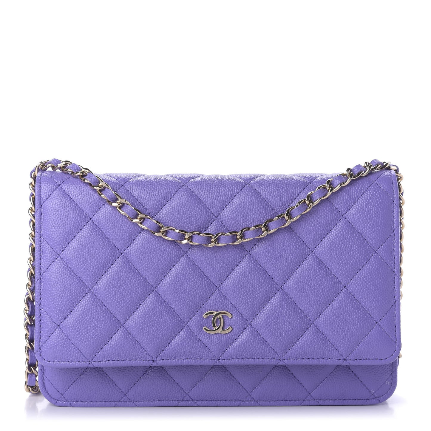 Caviar Quilted Wallet On Chain WOC Purple