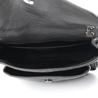Saint Laurent Crinkled Calfskin Matelasse Monogram Baby Niki Chain Satchel Storm 5 of 11