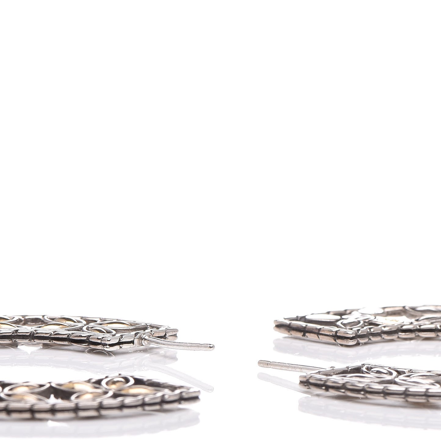 Sterling Silver 18K Yellow Gold Batu Kawung Hoop Earrings