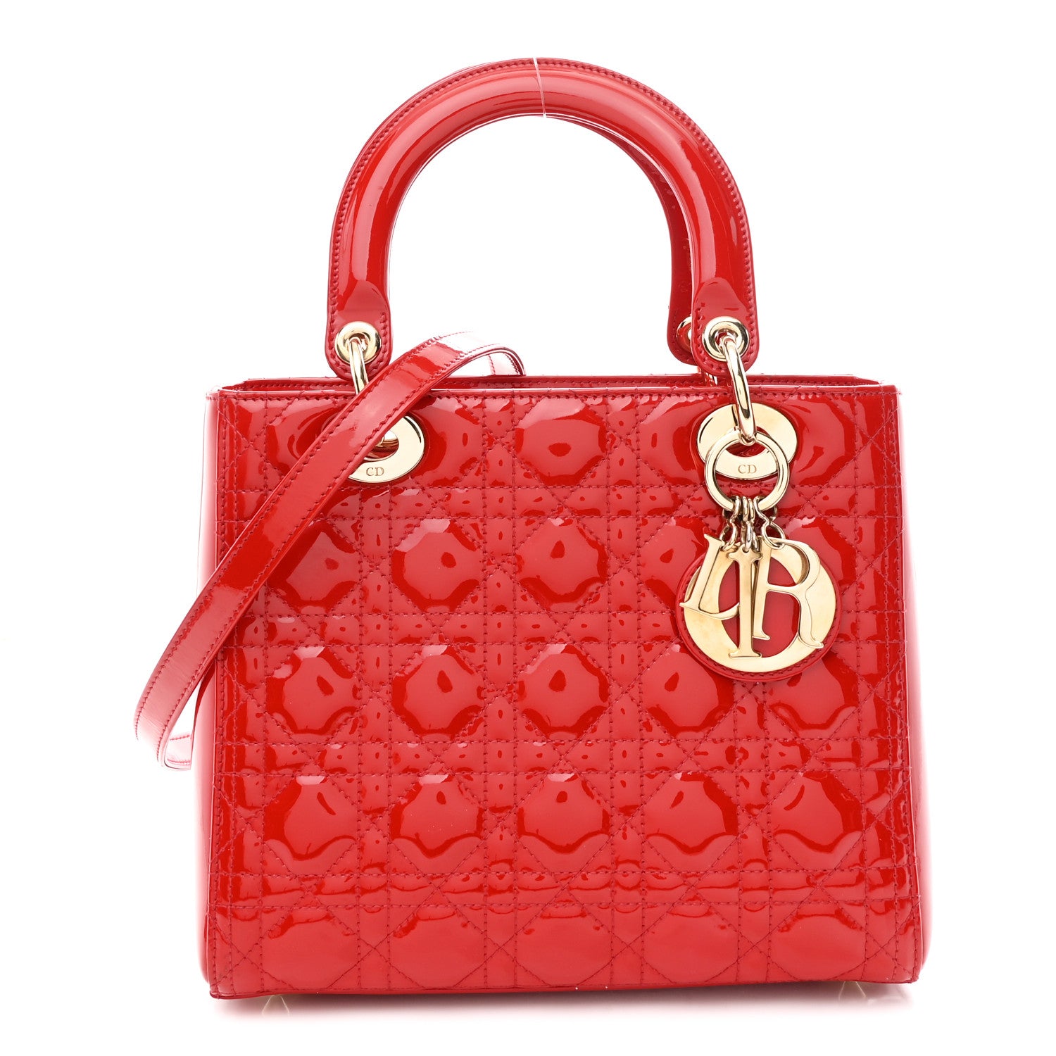 Christian Dior Patent Cannage Medium Lady Dior Red 1 of 10