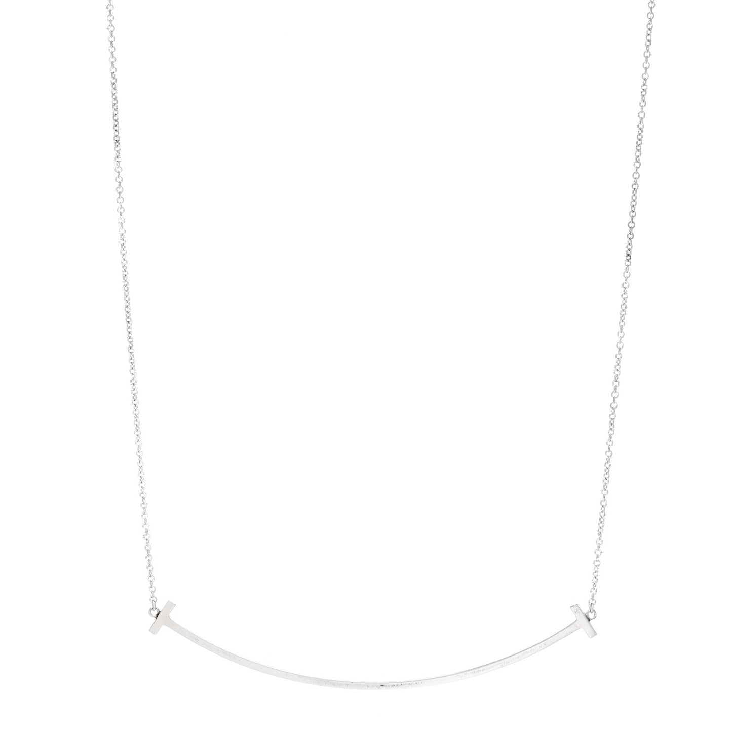 Sterling Silver Large T Smile Pendant Necklace