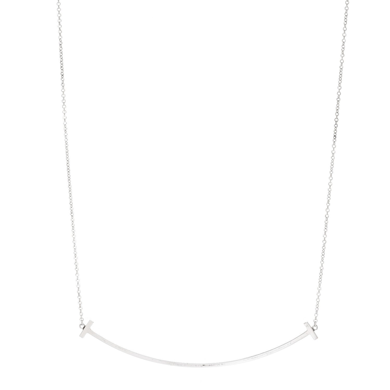 Tiffany Sterling Silver Large T Smile Pendant Necklace 1 of 5