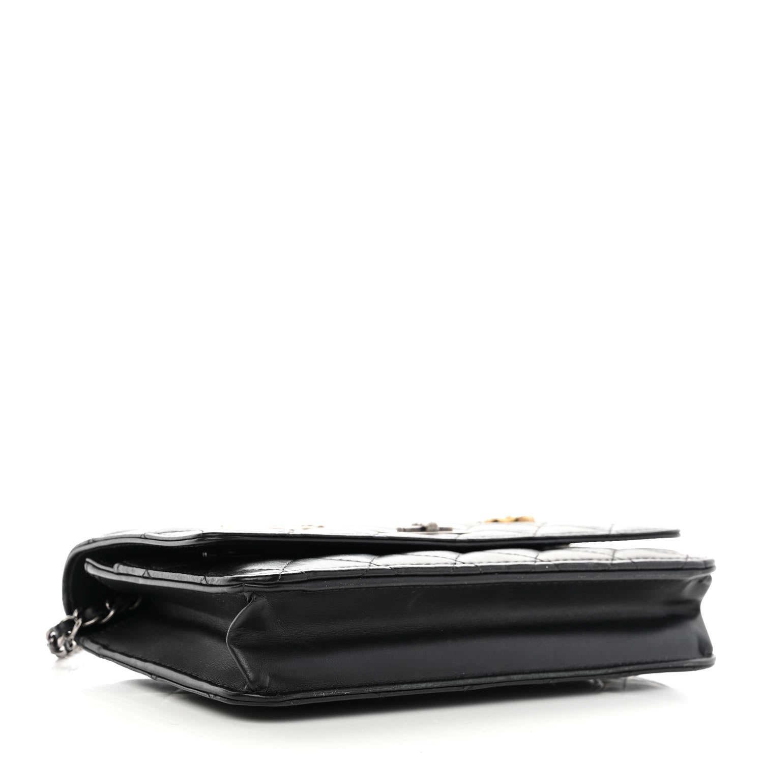Chanel Aged Calfskin Quilted Lucky Charms 2.55 Reissue Wallet On Chain WOC Black 4 of 13