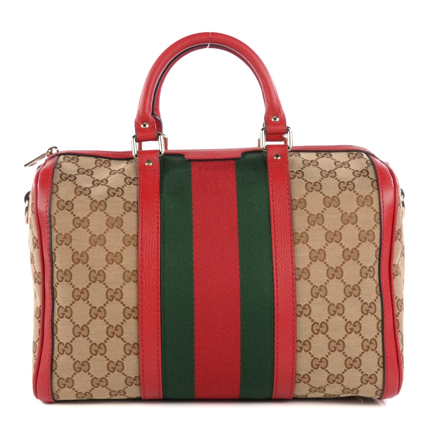 Monogram Vintage Web Medium Boston Hibiscus Red