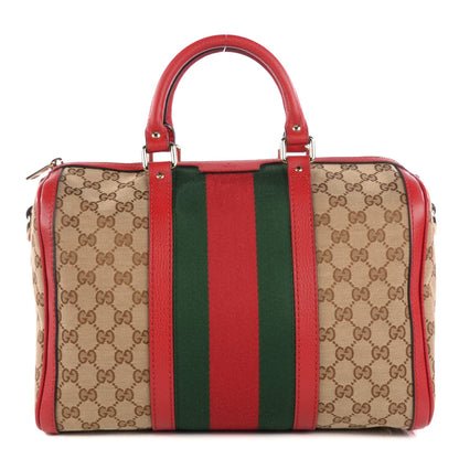 Gucci Monogram Vintage Web Medium Boston Hibiscus Red 1 of 7