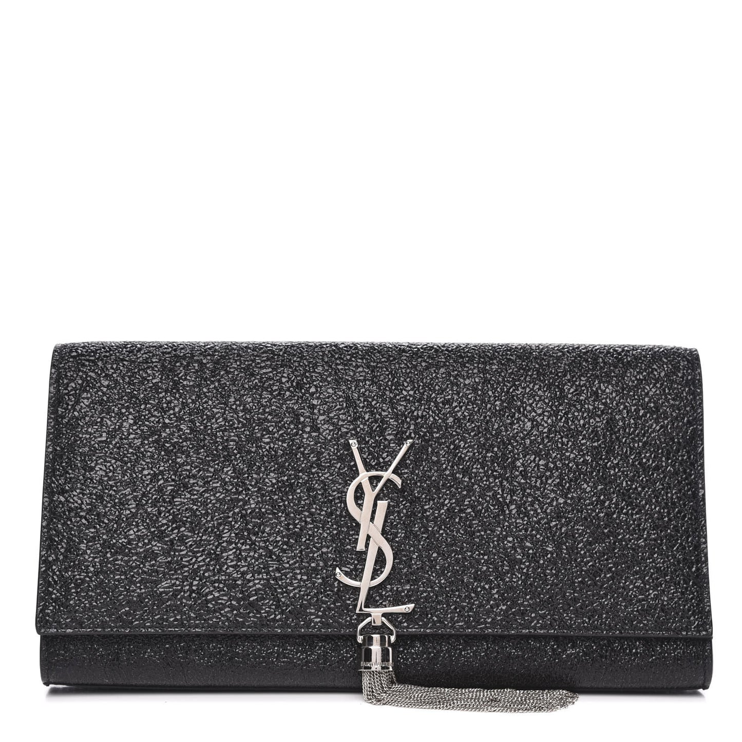 Glitter Classic Monogram Cassandre Tassel Clutch Black
