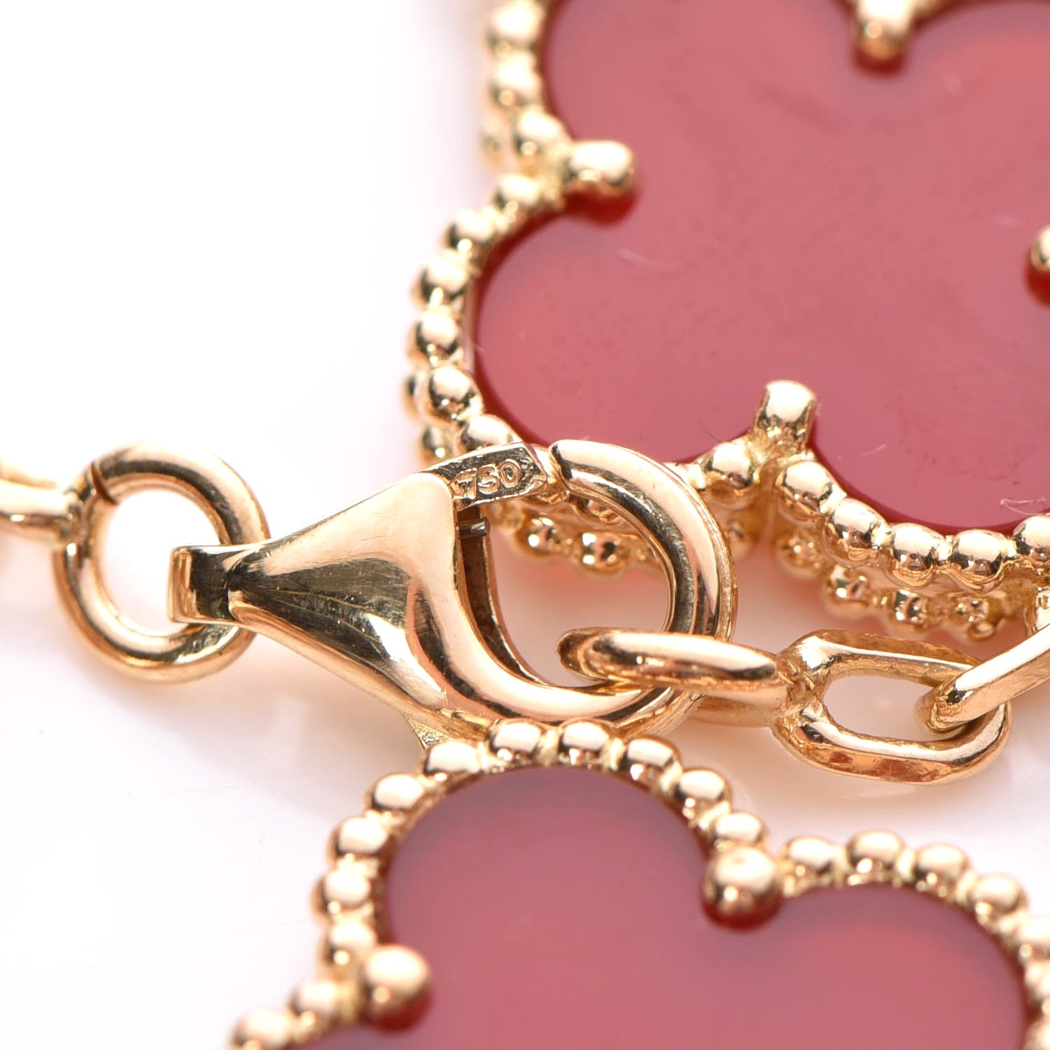 Van Cleef & Arpels 18K Yellow Gold Carnelian 5 Motifs Vintage Alhambra Bracelet 5 of 6