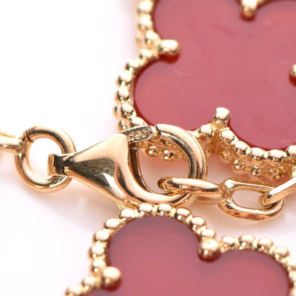 Van Cleef & Arpels 18K Yellow Gold Carnelian 5 Motifs Vintage Alhambra Bracelet 5 of 6