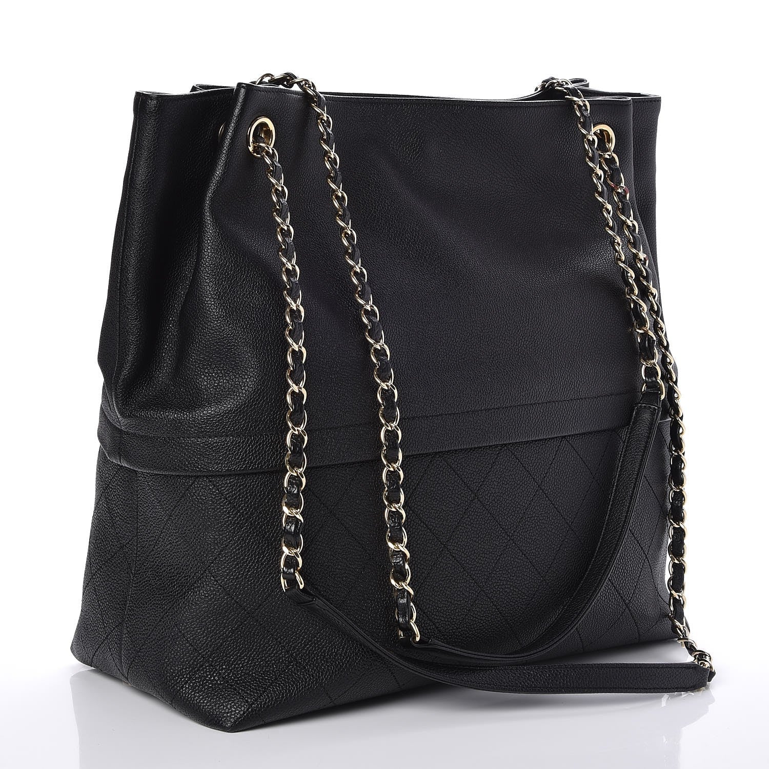 Chanel Crumpled Grained Calfskin Zip and Carry Shopping Tote Black 3 of 6