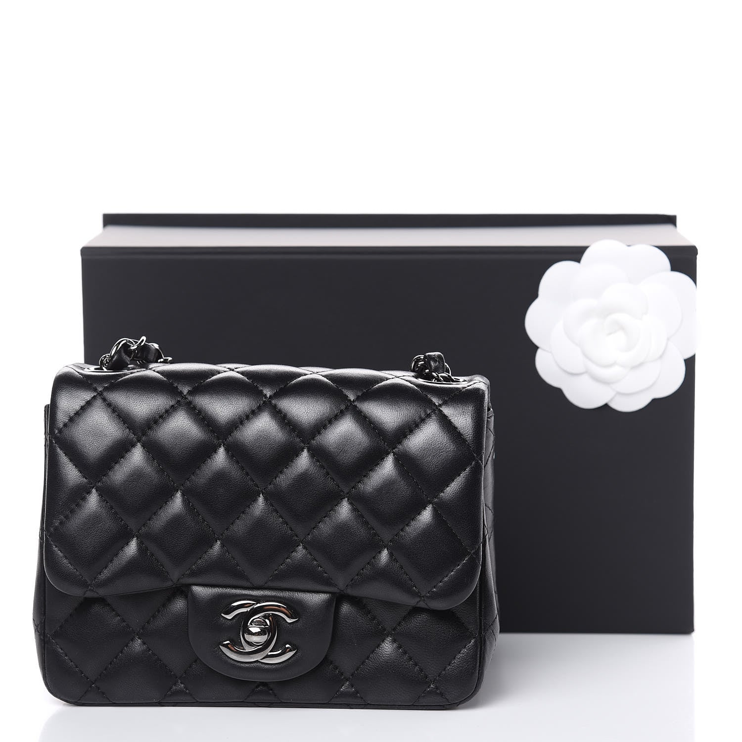 Chanel Lambskin Quilted Mini Square Flap Black 12 of 12