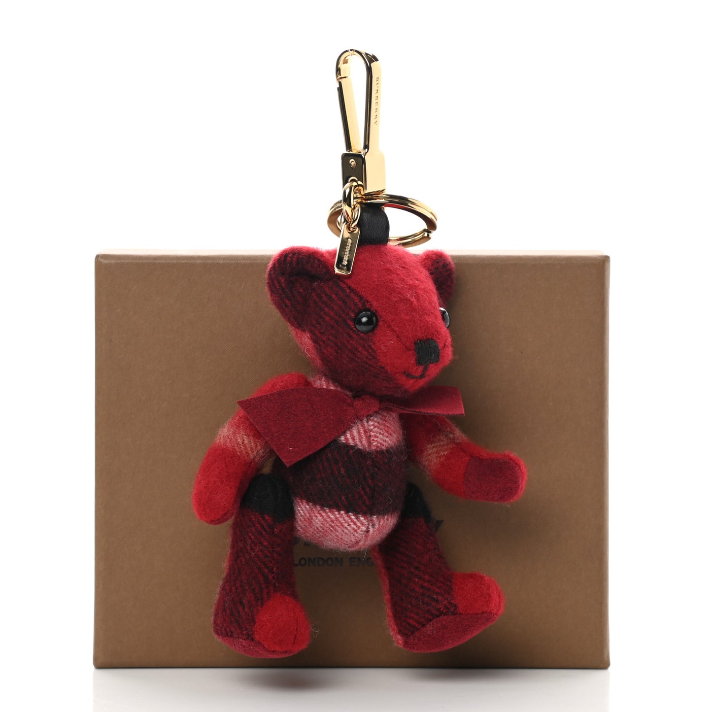 Cashmere Check Thomas Bear Bag Charm Parade Red