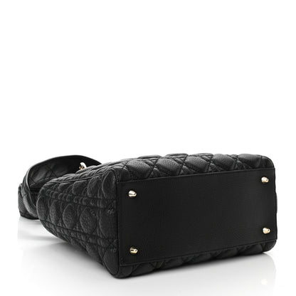 Christian Dior Grained Calfskin Cannage Medium Supple Lady Dior Black 4 of 9