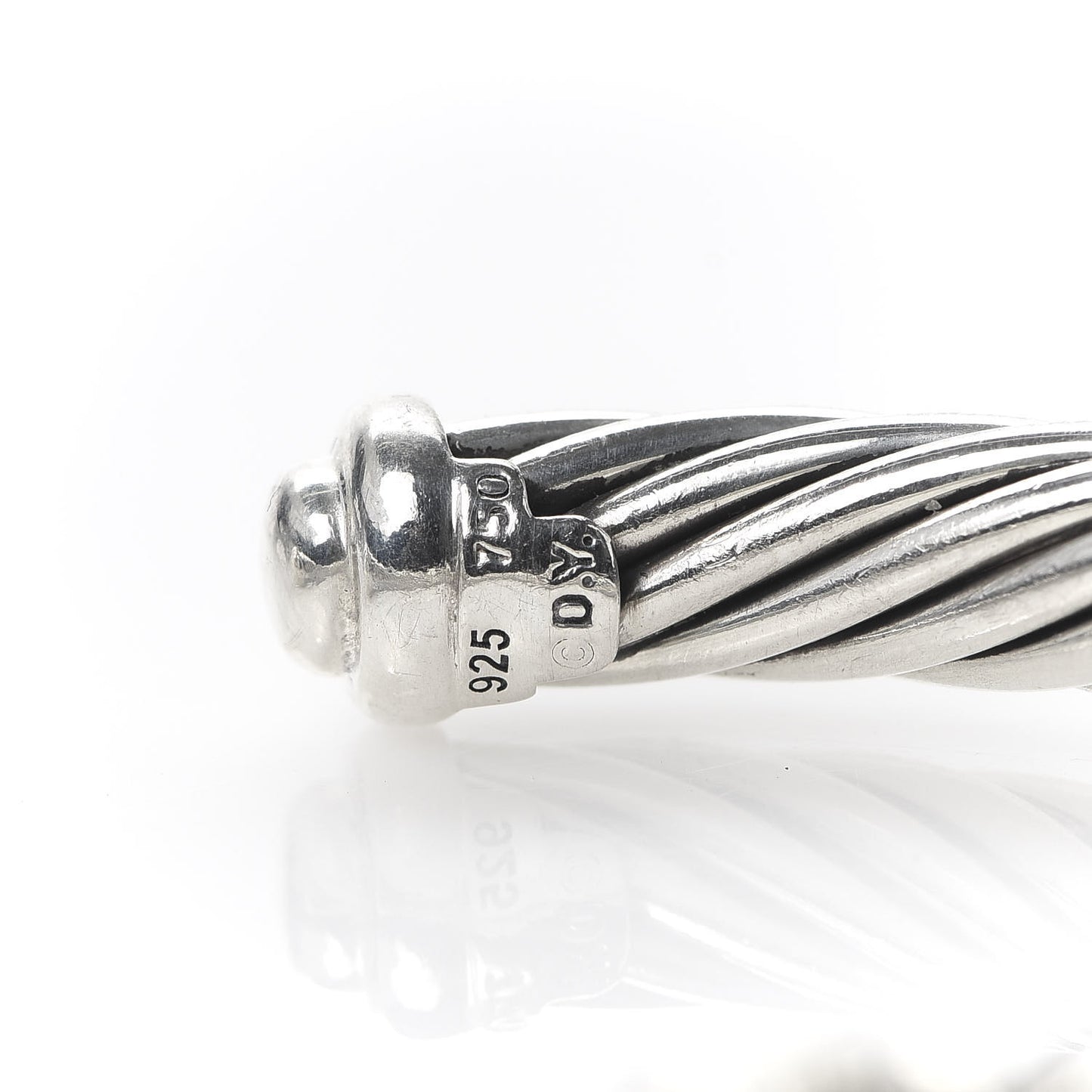 Sterling Silver 18K White Gold Diamond 7mm Cable Classics Station Bracelet