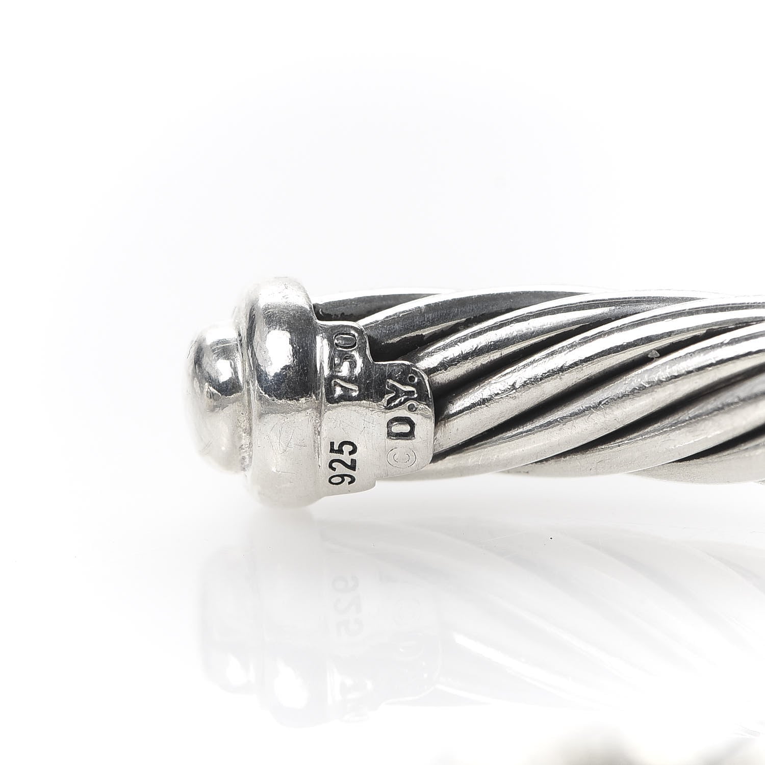 David Yurman Sterling Silver 18K White Gold Diamond 7mm Cable Classics Station Bracelet 6 of 6