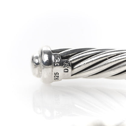 David Yurman Sterling Silver 18K White Gold Diamond 7mm Cable Classics Station Bracelet 6 of 6
