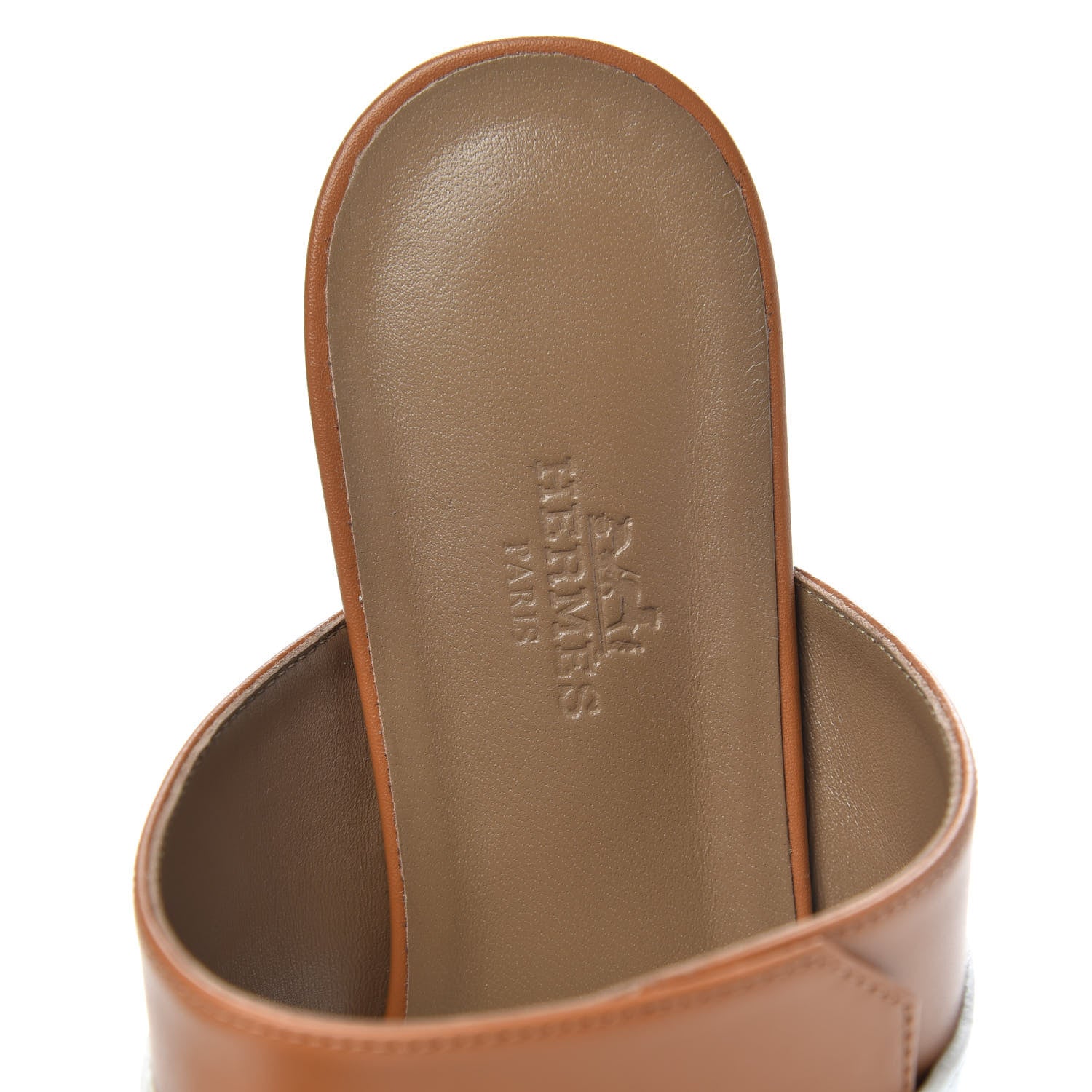 Hermes Calfskin Avenue Sandals 37.5 Gold White 6 of 9