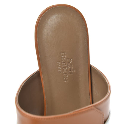 Hermes Calfskin Avenue Sandals 37.5 Gold White 6 of 9