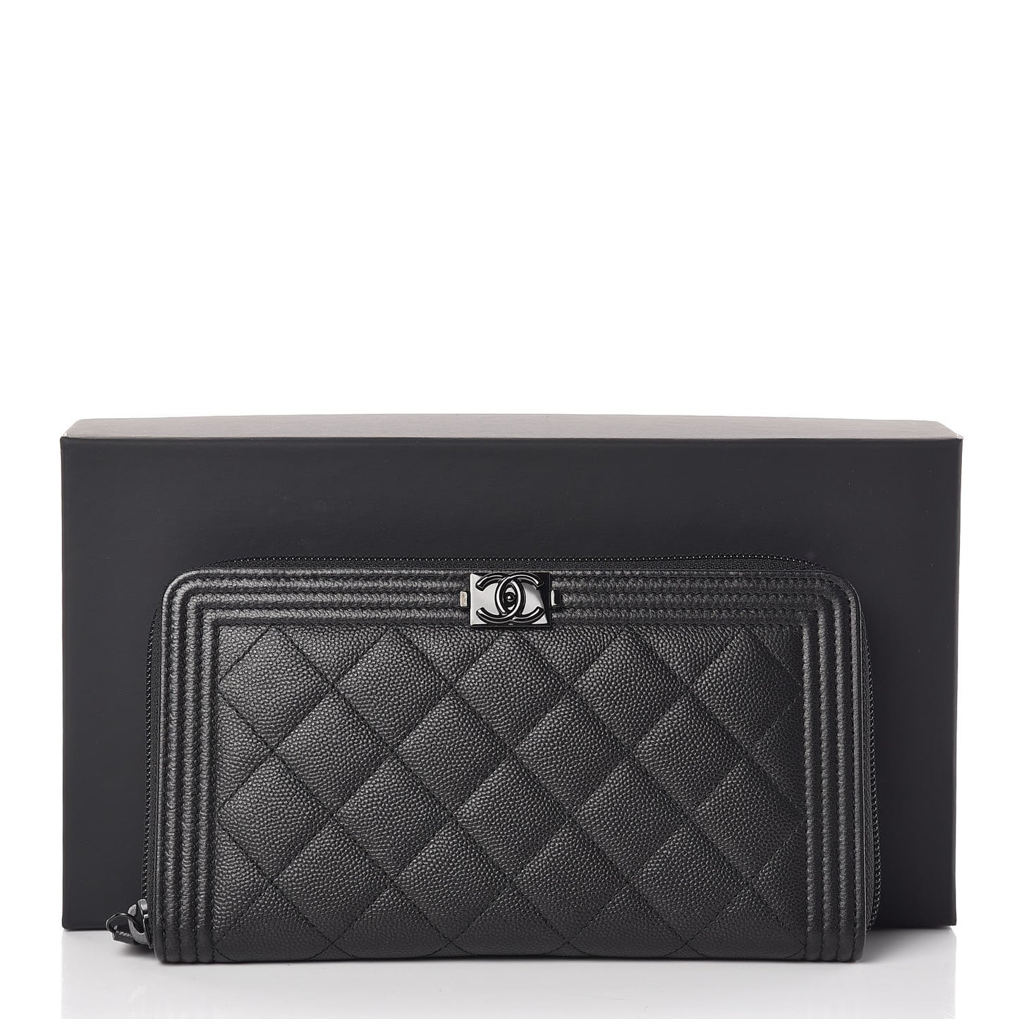 Caviar Quilted Boy Zip Around Organizer Wallet So Black