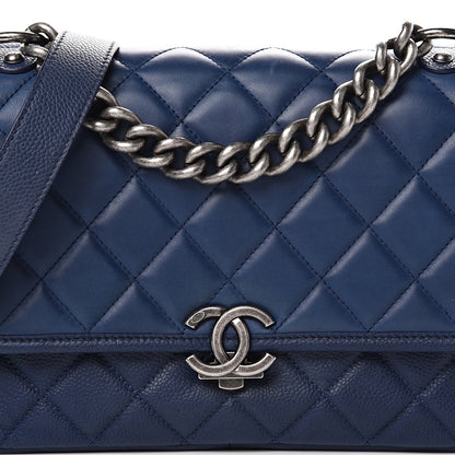 Chanel Caviar Iridescent Calfskin Quilted Medium Daily Carry Messenger Navy 7 of 13