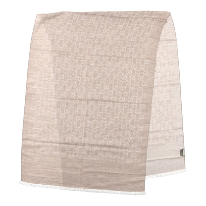 Gucci Wool Silk GG Monogram GGNat Scarf Sand 2 of 4