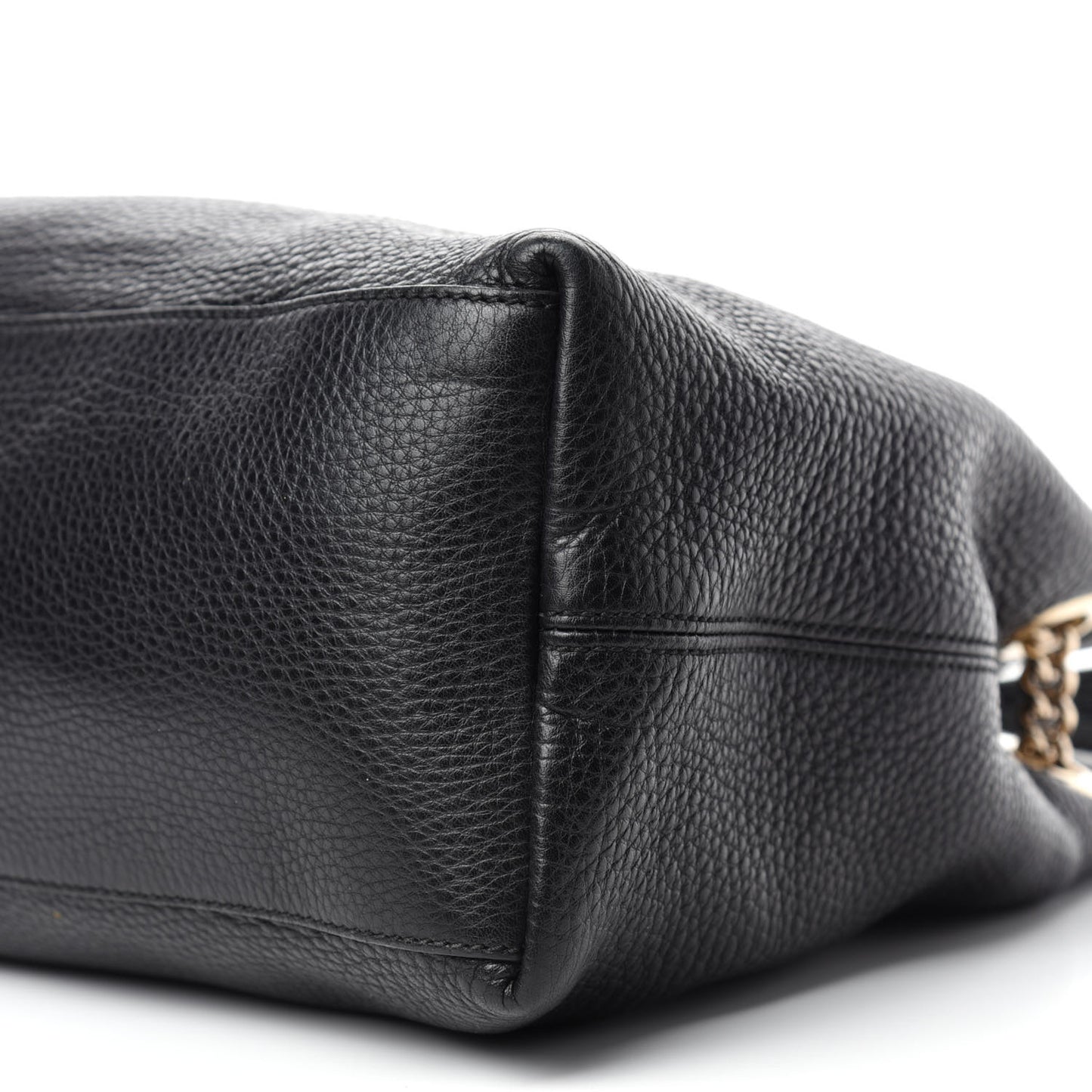 Pebbled Calfskin Medium Soho Chain Shoulder Bag Black
