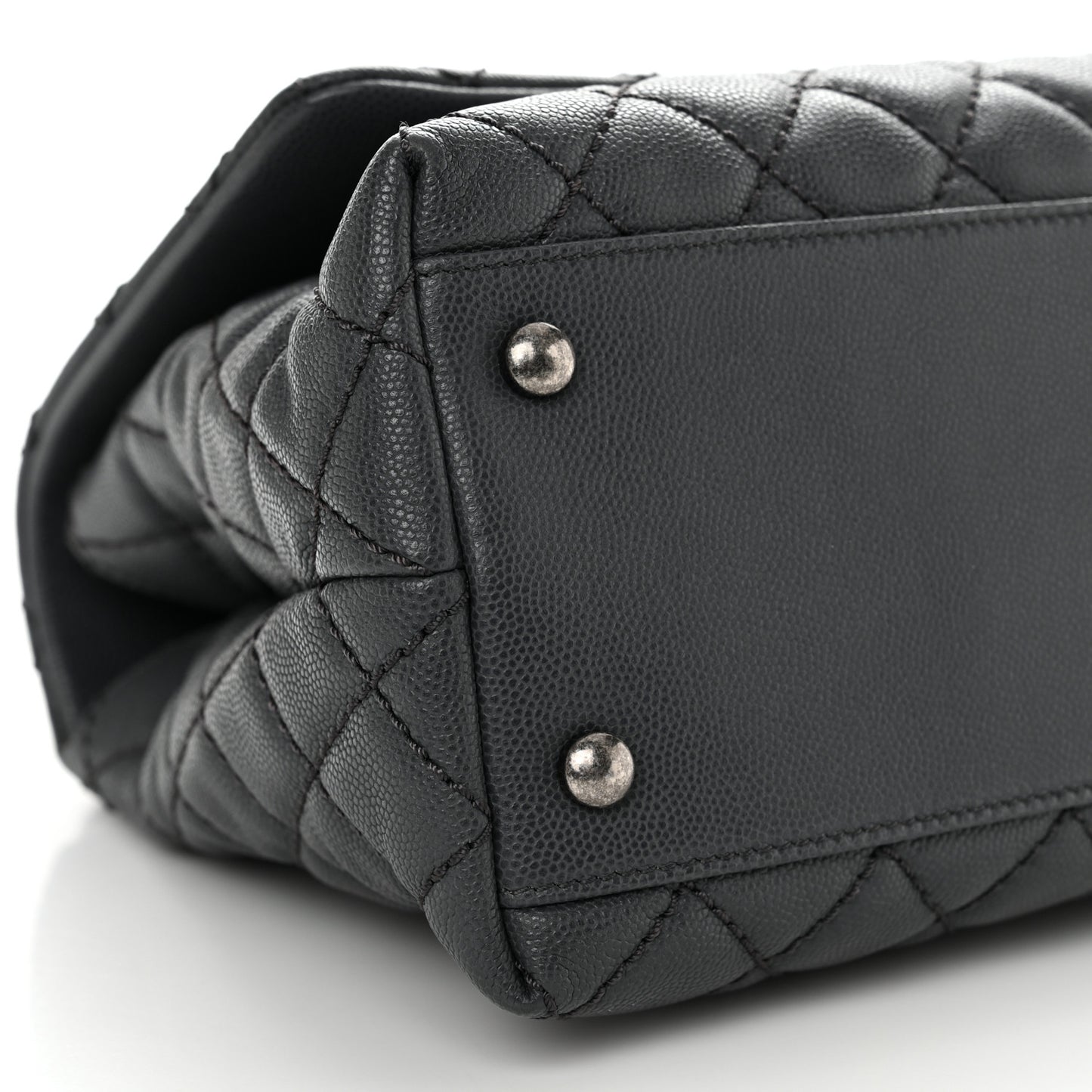 Caviar Quilted Small Coco Handle Flap Grey