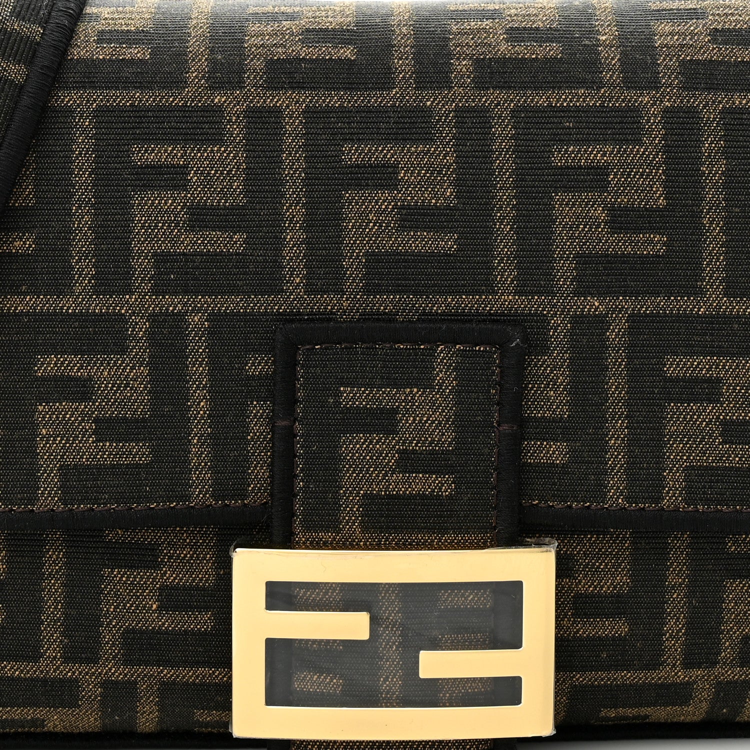 Fendi Fabric Jacquard FF 1974 Medium Baguette Tobacco Moro Black 8 of 10