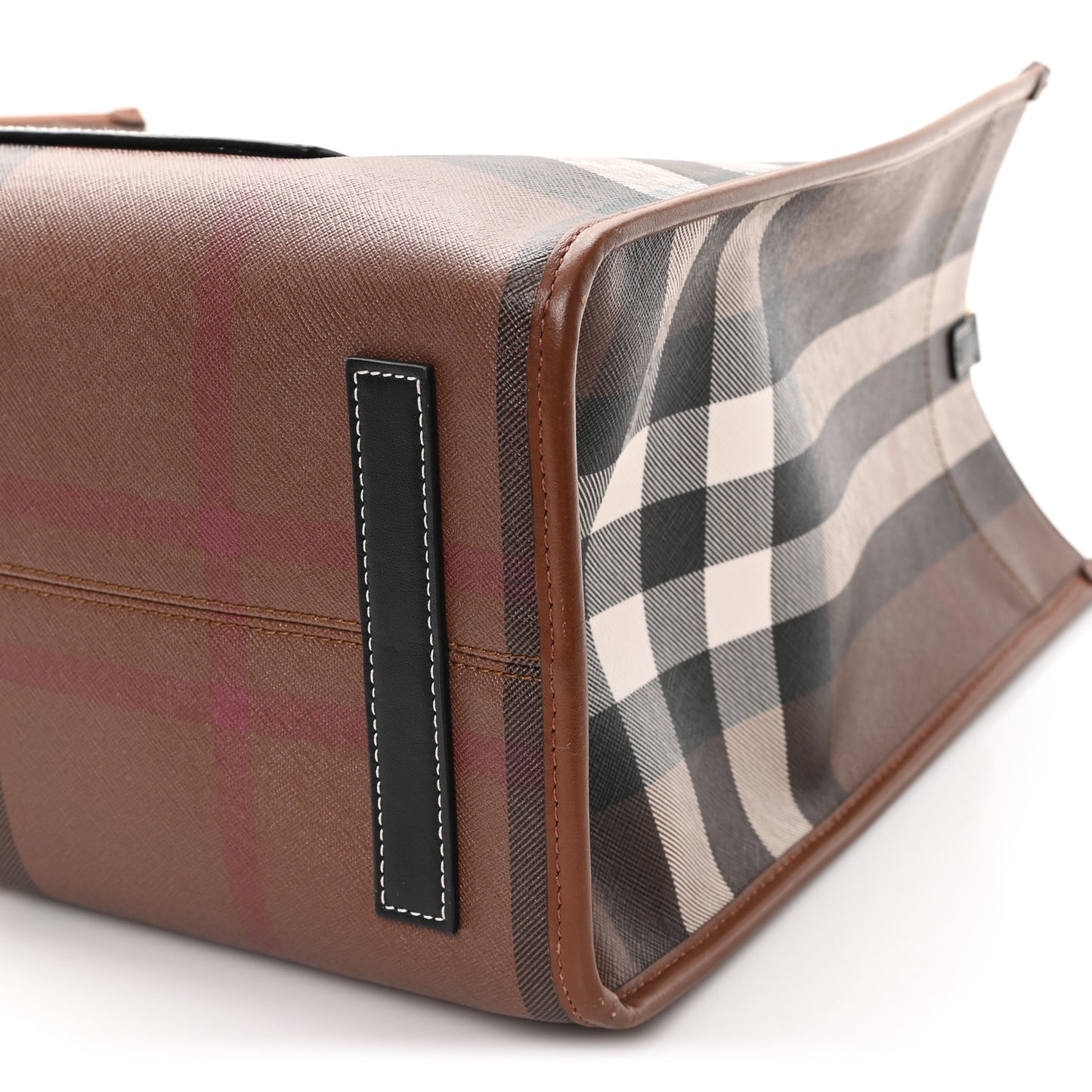 E-Canvas Check Calfskin Medium Freya Tote Dark Birch Brown