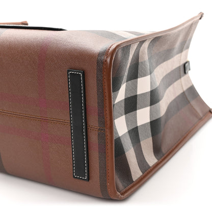 Burberry E-Canvas Check Calfskin Medium Freya Tote Dark Birch Brown 10 of 11