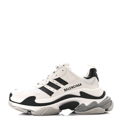 Balenciaga X ADIDAS Fabric Mesh Womens Triple S Sneakers 38 White Black Light Grey Grey 1 of 9