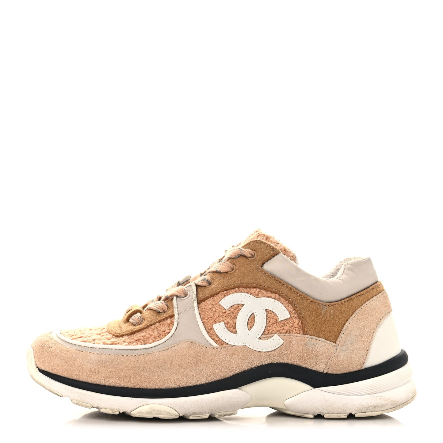 Suede Tweed Felt CC Sneakers 39 Beige