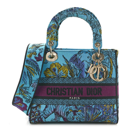 Christian Dior Canvas Toile de Jouy Voyage Embroidered Medium Lady D-Lite Celestial Blue 1 of 11