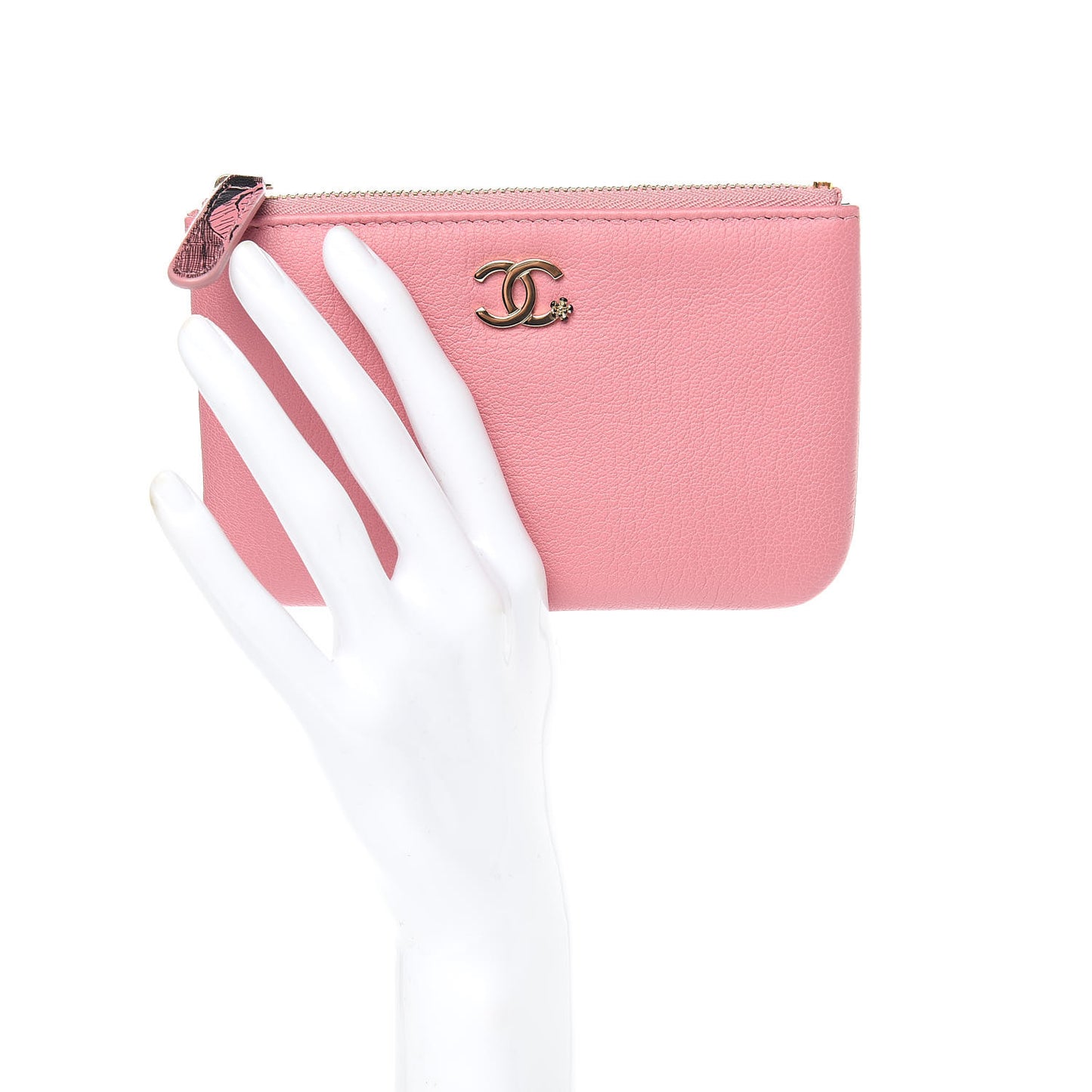 Goatskin Small CC Clover Cosmetic Case Pink