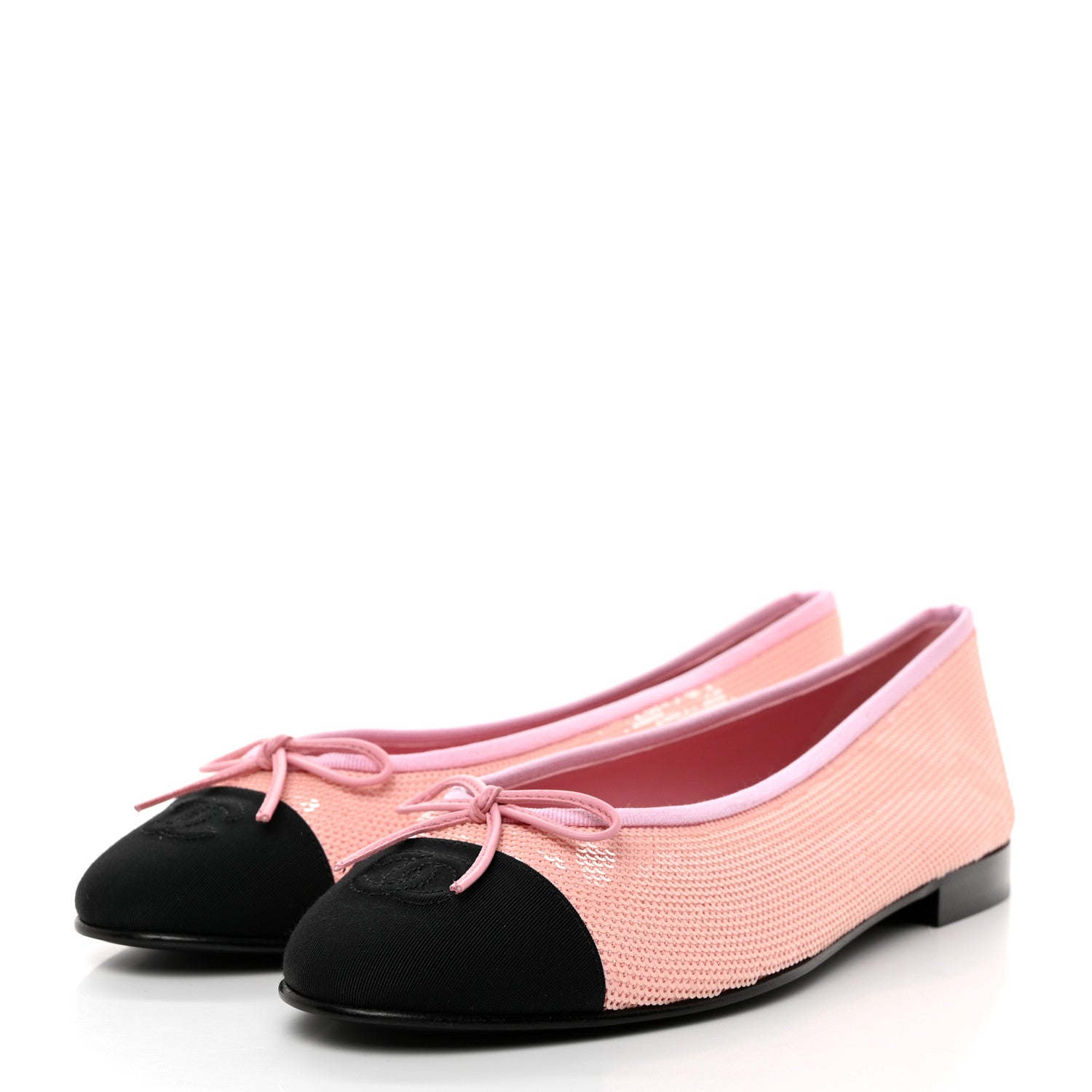 Chanel Sequin Grosgrain Cap Toe Ballerina Flats 41 Pink Black 3 of 9
