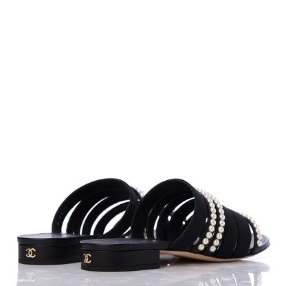 Chanel Patent Grosgrain CC Pearl Mules 37 Black 4 of 14