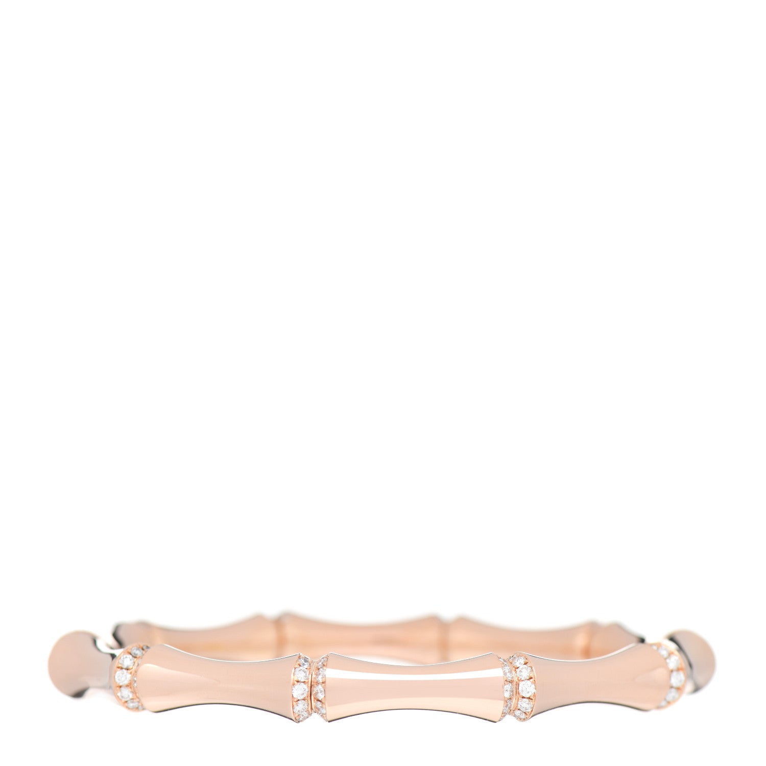 Gucci 18K Rose Gold Diamond Medium Bamboo Spring Bracelet 2 of 3