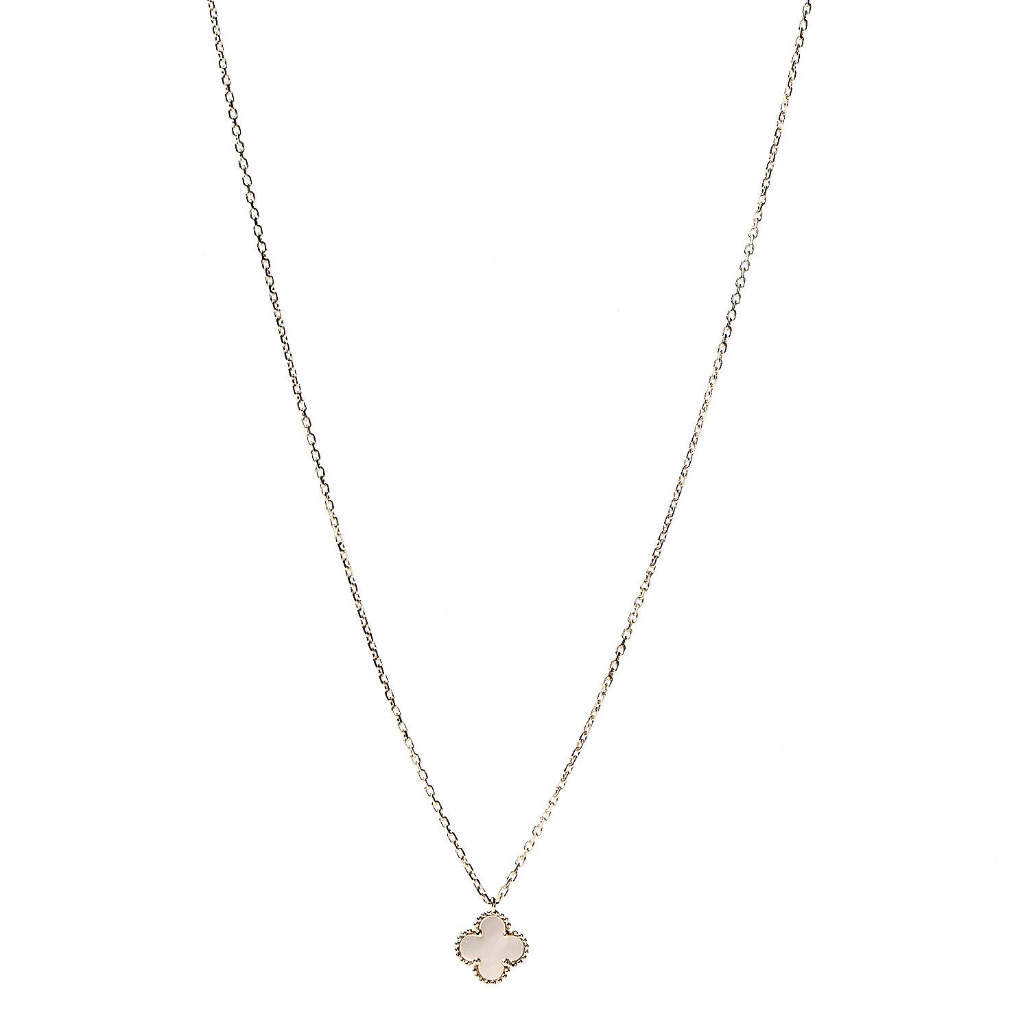 Van Cleef & Arpels 18K Yellow Gold Mother of Pearl Sweet Alhambra Pendant Necklace 1 of 6