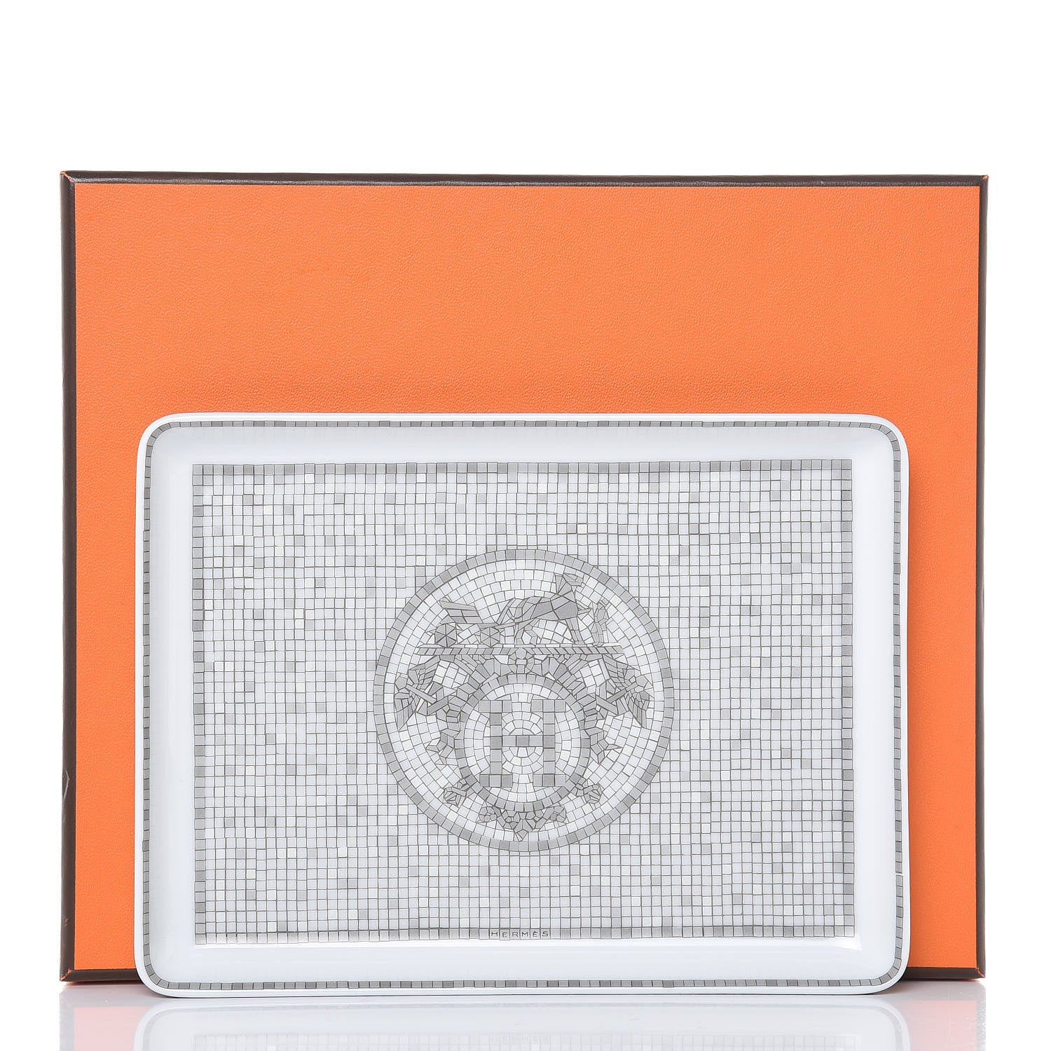 Hermes Porcelain Mosaique Au 24 Sushi Plate Platine 7 of 7