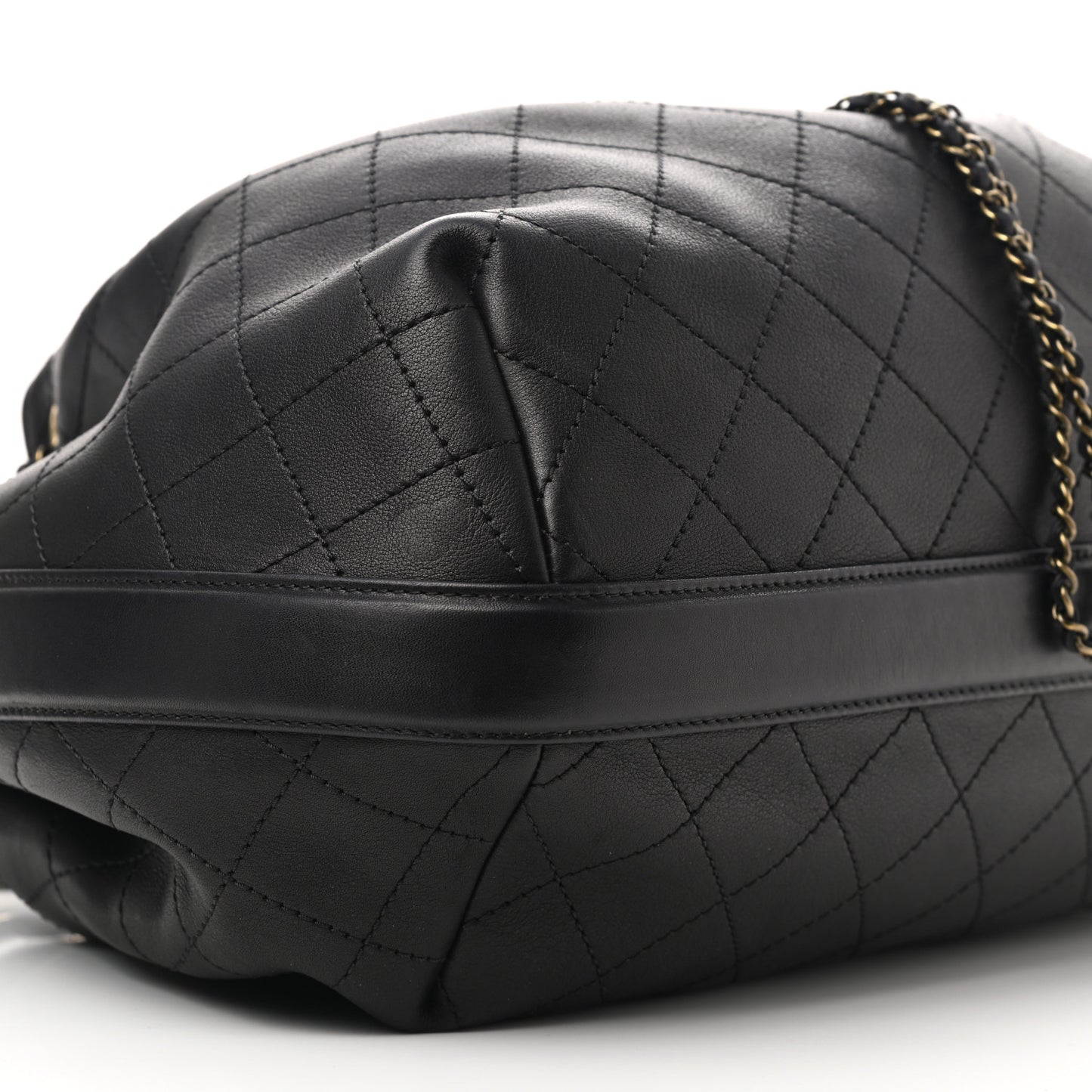 Calfskin Stitched Small Paris Rome Drawstring CC Bag Black