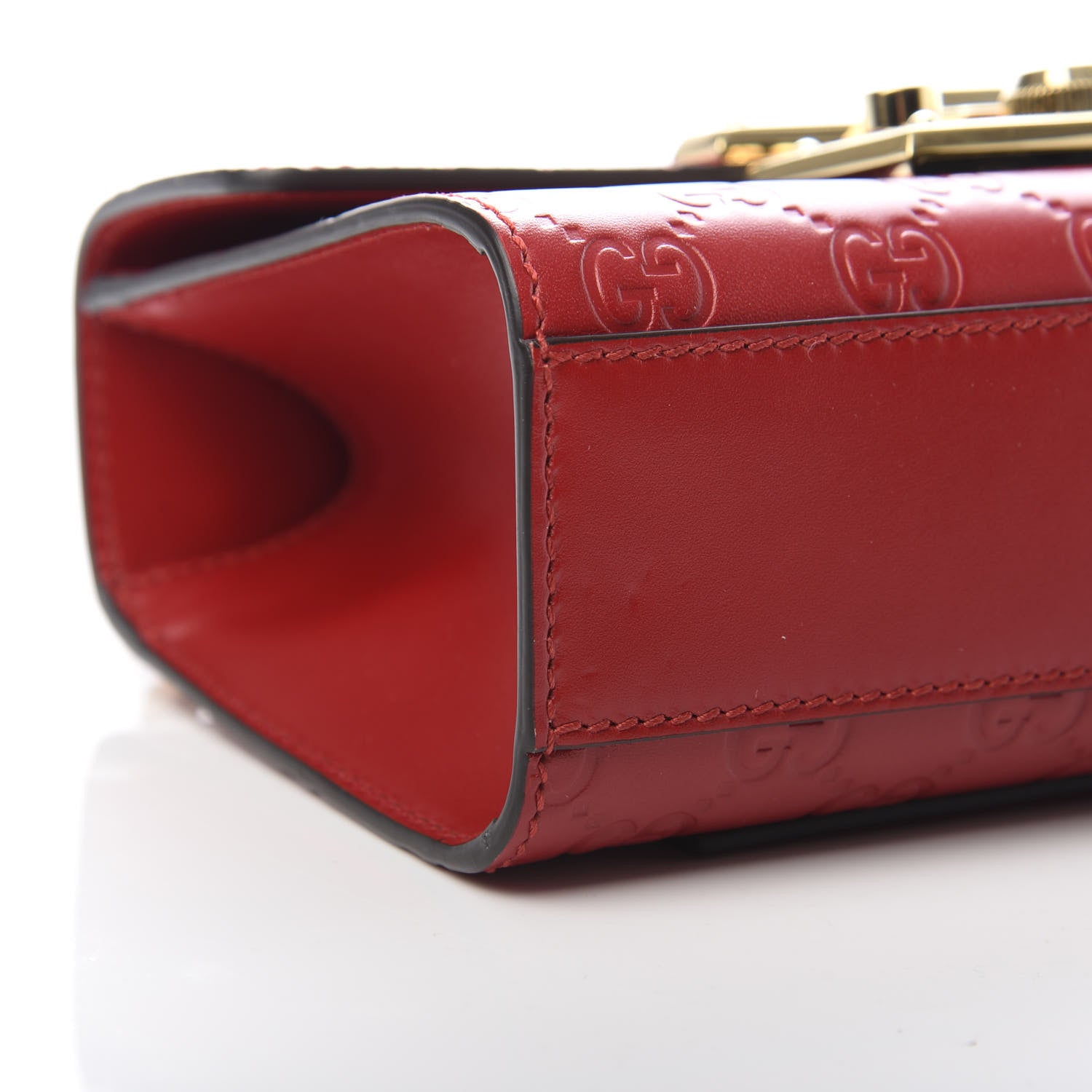 Gucci Guccissima Small Padlock Shoulder Bag Hibiscus Red 9 of 10