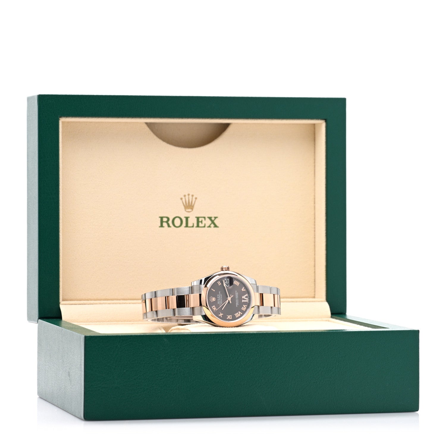 Rolex Stainless Steel 18K Everose Diamond 31mm Oyster Perpetual Datejust Watch Chocolate Roman 178241 5 of 5