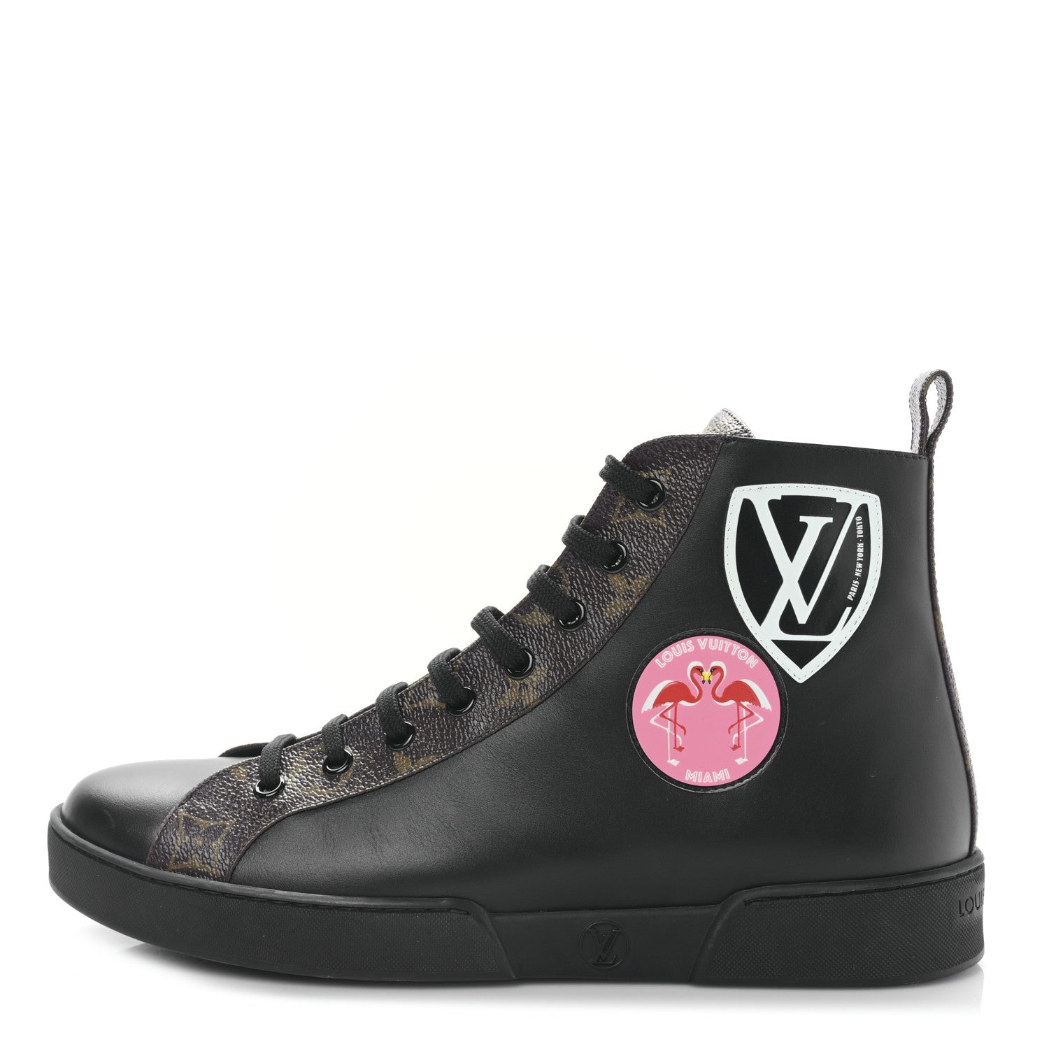 Louis Vuitton Calfskin Monogram Checkpoint Sneaker Boot 38.5 Black 1 of 8