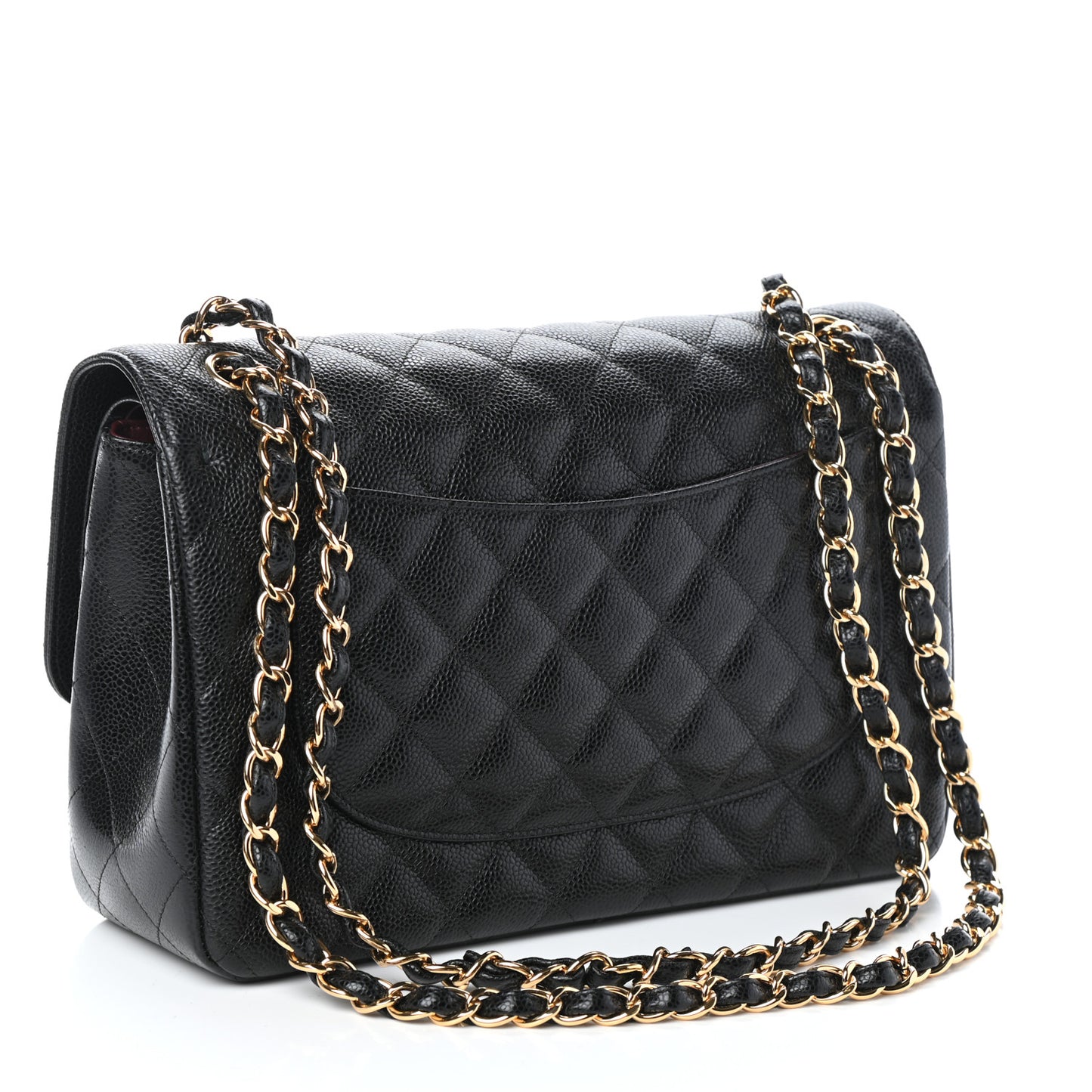 Caviar Quilted Jumbo Double Flap Black
