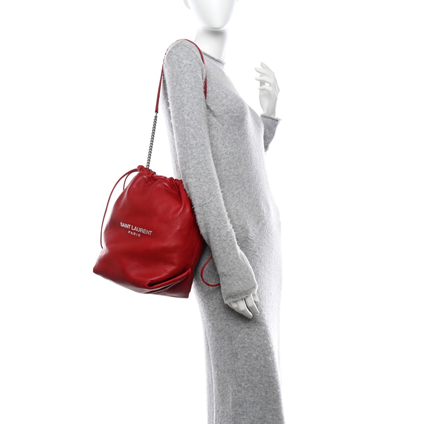 Lambskin Teddy Drawstring Bag Eros Red