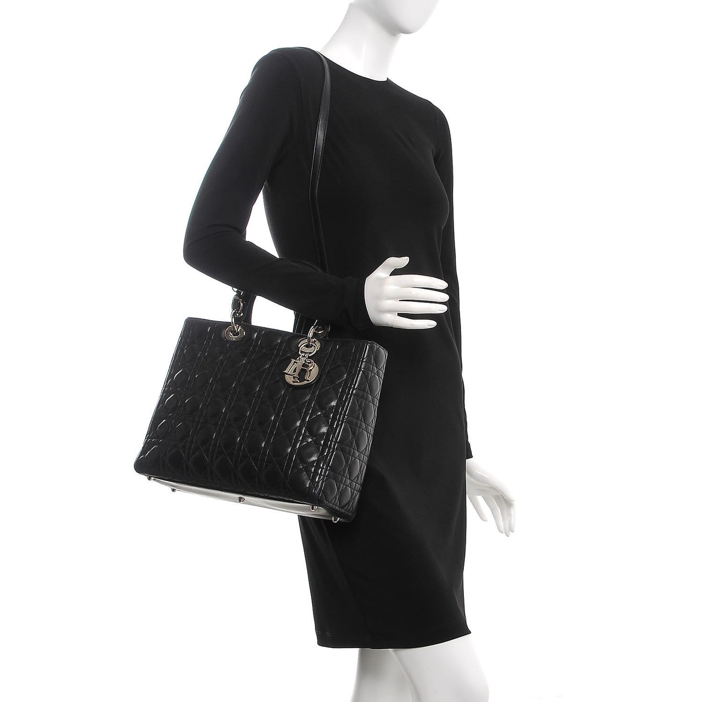Lambskin Cannage Large Lady Dior Black