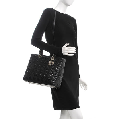 Christian Dior Lambskin Cannage Large Lady Dior Black 2 of 11