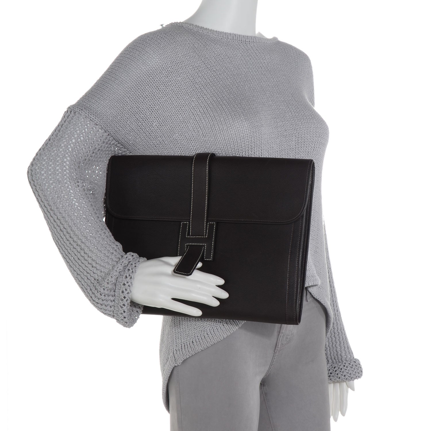 Hermes Evergrain Jige GM Clutch Black 2 of 7