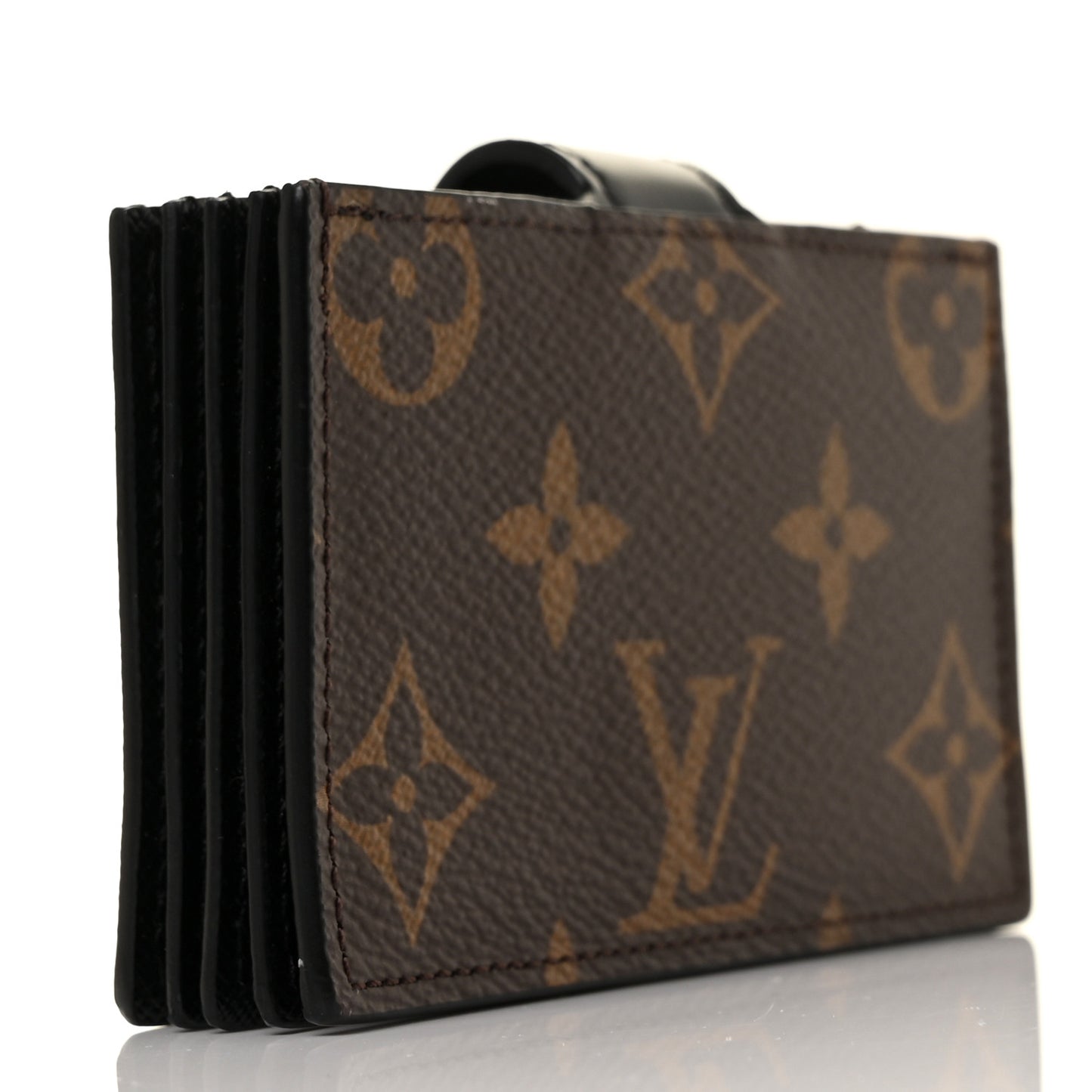 Monogram Gusset Card Holder Black