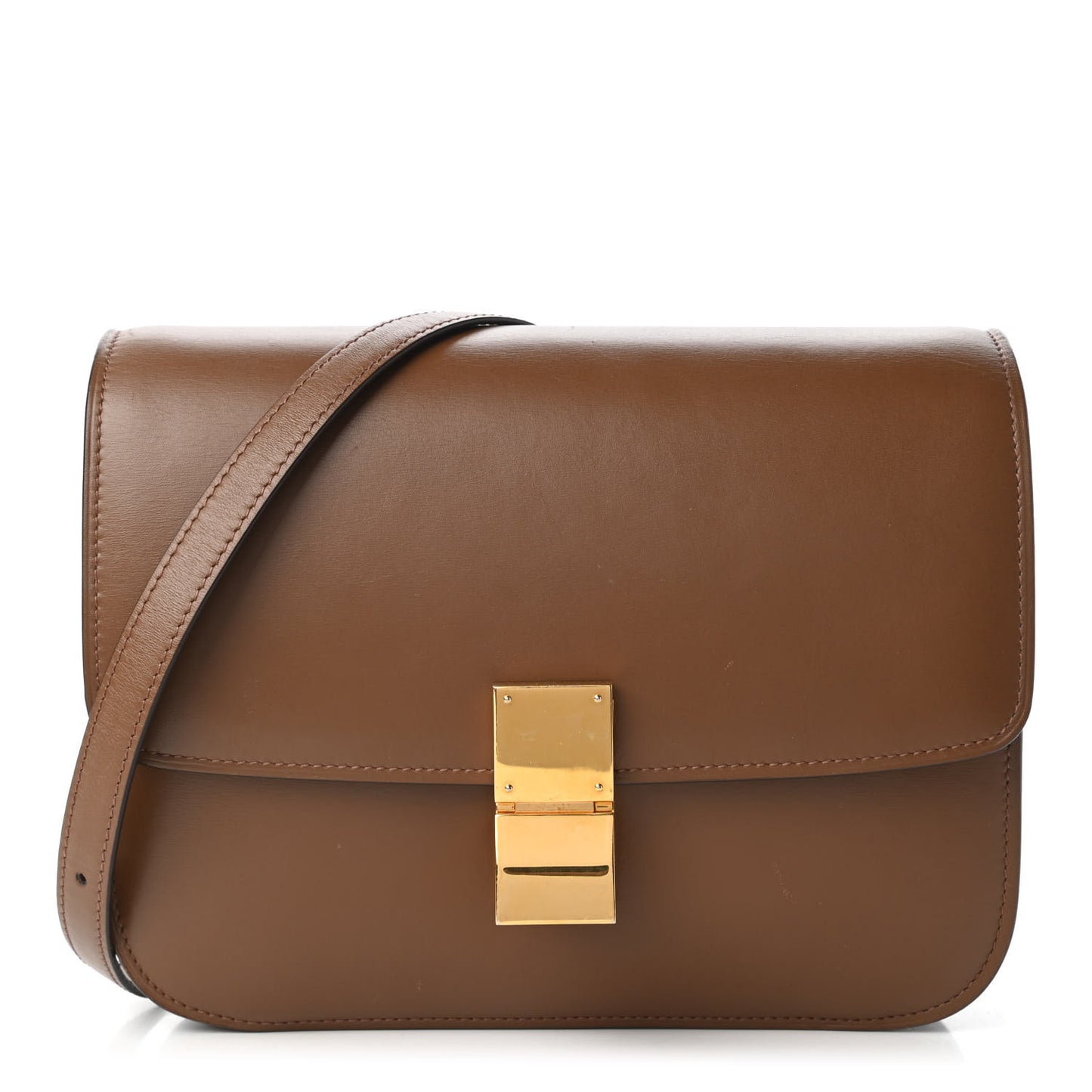 Box Calfskin Medium Classic Box Flap Bag Camel